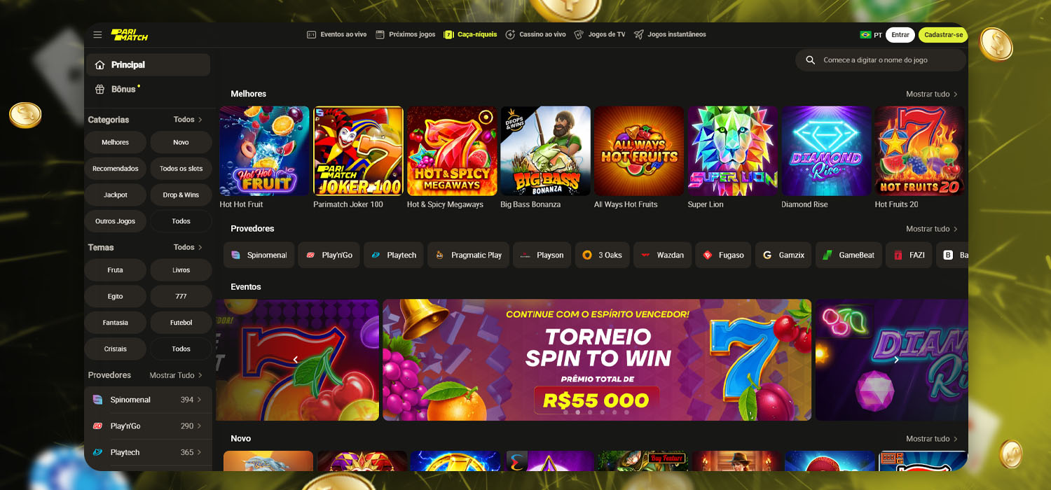 layout e navegação do parimatch casino