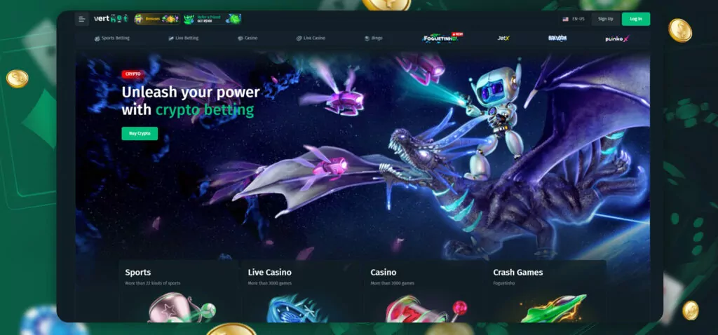 vertbet casino - layout e navegação