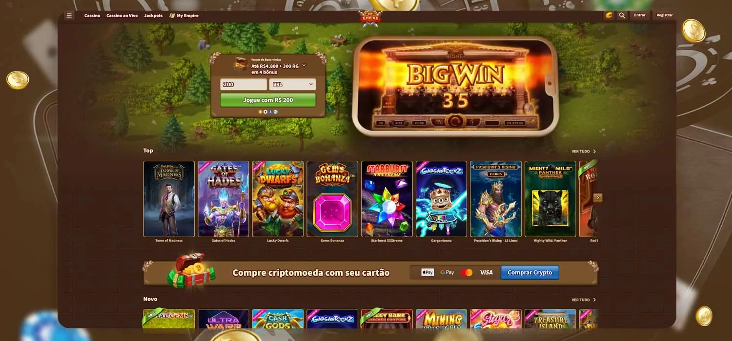 layout e navegação do myempire casino